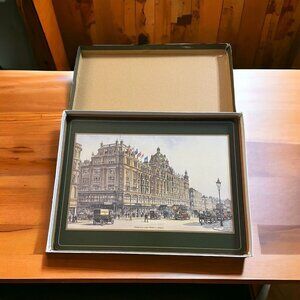 Harrods Vintage London Scene Placemats- Green and Cream